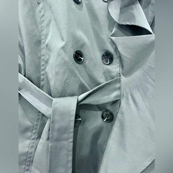 Sandro Ruffled Trench Coat Gray - Size Small - Picture 5 of 6